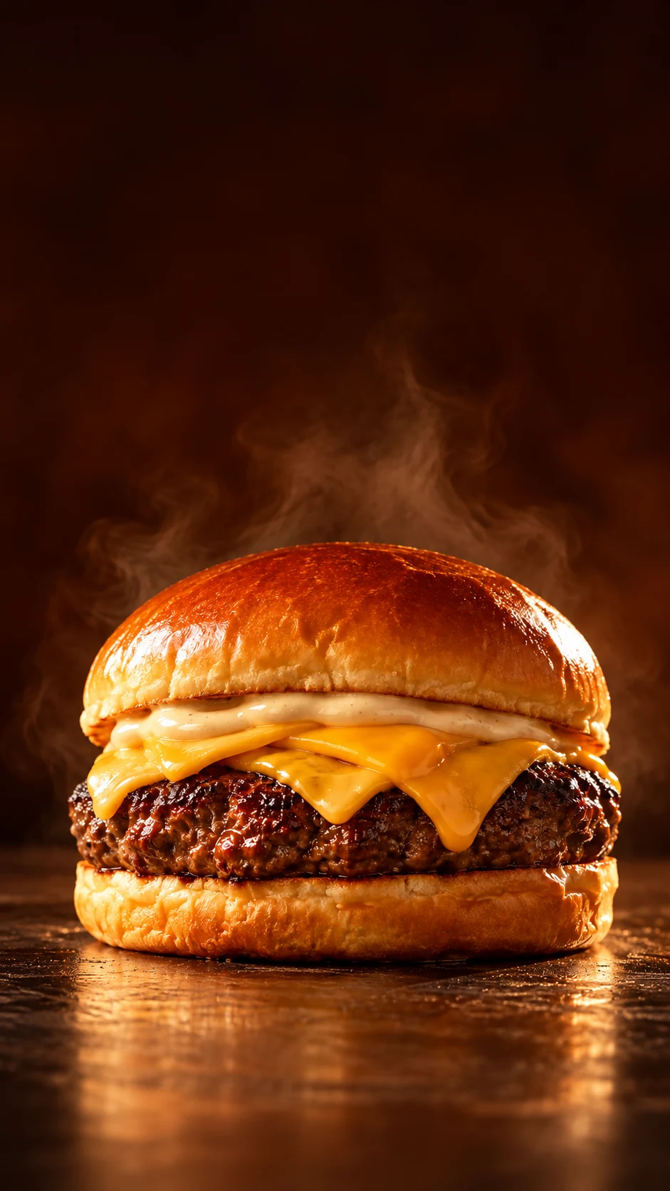 Imagem ilustrativa de cheeseburger com queijo derretido.